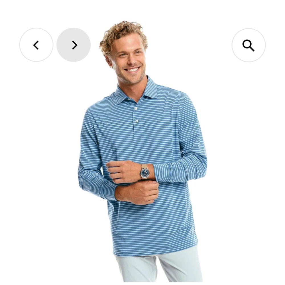 Southern Tide Driver Heather Pompeii Blue Performance Polo. Size Medium.